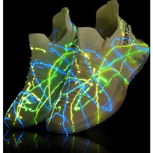 Newest Size 39-44 Men Sneakers for Boys Luminous Shoes Mesh Breathable Big Boys Non-slip Sports Shoes Woman Casual Glowing Shoes