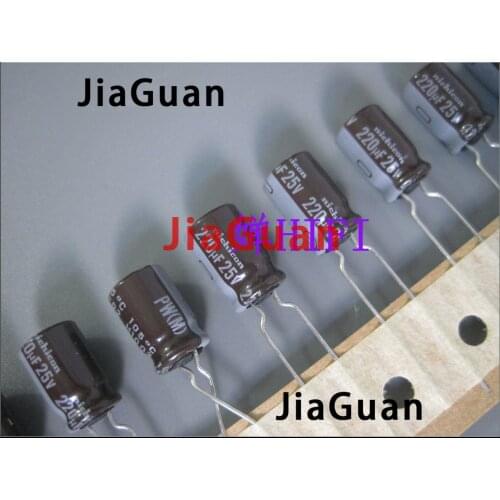 50PCS NEW NICHICON PW 25V220UF 8X11.5MM electrolytic capacitor 25V 220UF High frequency long life pw 220uF/25V