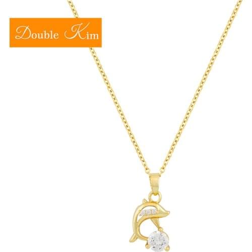Dolphin Zircon Pendant Necklace Titanium Stainless Steel Gold Chain Necklace Inlaid Zircon Fashion Trendy Women Jewelry Gift
