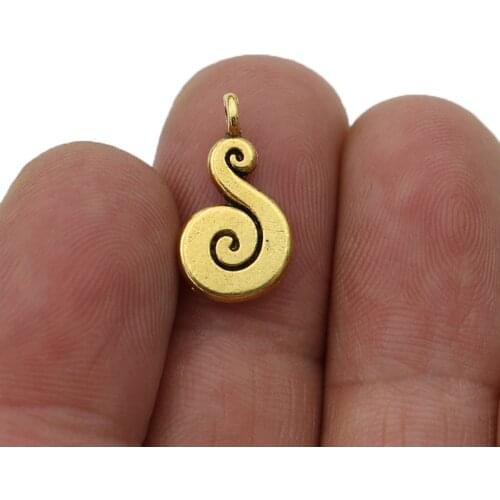10pcs Antique Gold Color Swirl Charms Pendants for Jewelry Making Necklace DIY Handmade Craft 18x10mm
