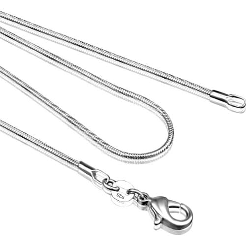 1MM silver plated smooth Snake Chain Necklaces with stamped choker Jewelry Size 16 18 20 22 24 26 28 30 inches dropshipping
