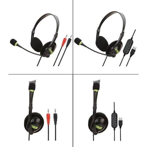 Wired Stereo Headphones Wired Headset Office PC 3.5mm Jack Headsets Surround Sound Gaming Headphone With Microphone For