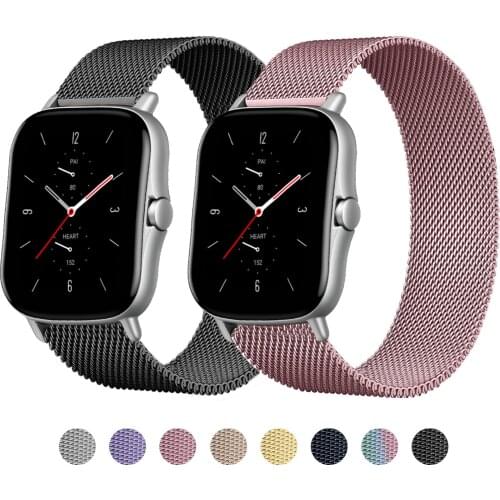 Milanese loop strap for Xiaomi Amazfit Bip U pro POP GTS 2 2e GTS2 Mini Metal Watch Bracelet straps correa reloj Magnetic band