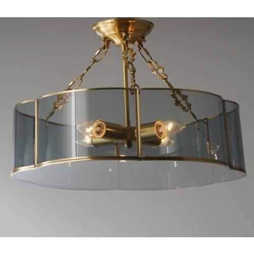 Light luxury glass chandelier Simple copper ceiling lamp elegant appearance anti-corrosion for bedroom/living room/dining room