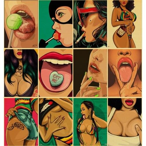 Self-adhesive Wall Stickers Fashion Anime Girl Movie Poster Wall Art for Home Room Decoration Cafe Bar Painting Cool