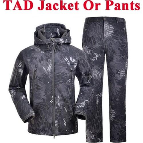Tactical TAD Waterproof Hunting Camouflage Jacket or Pants Softshell Jacket Hiking Camping Sport Hooded Windbreak