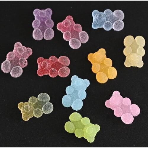 20Pcs Cute Cartoon Simulation Gummy Bear Nail Art Decorations Gradient Colorful Jelly Nail Charms Manicuring Accessories