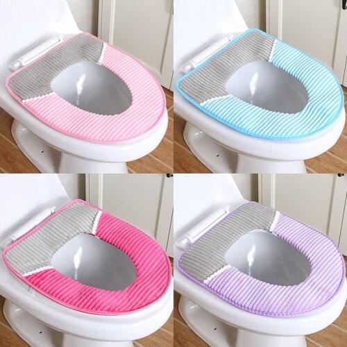 Universal plush Toilet Cushion Toilet Seat Cover Bathroom Winter Warm Waterproof Closestool WC Mat Toilet Lid Cover Accessories
