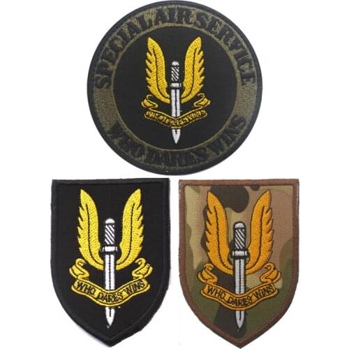 UK Special Forces Embroidered Aviation Service Air British Army SAS Patch Military WHO DARES WINS Brave Victory Badge For Cloth