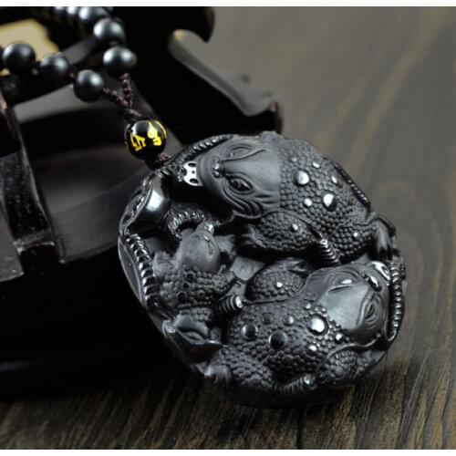 Elaborate Chinese collection handmade Obsidian spittor Pendant