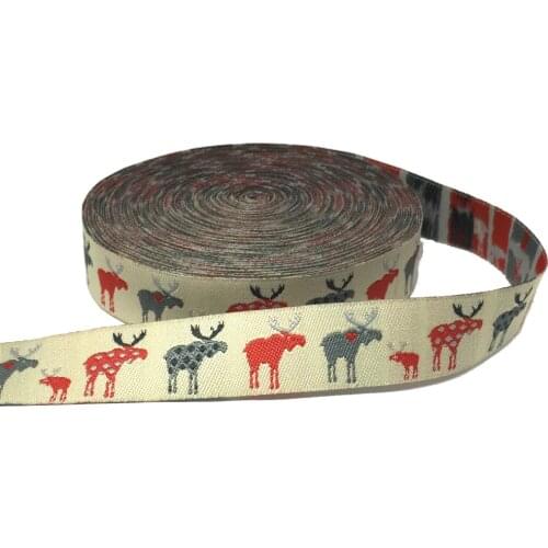 ZERZEEMOOY 7/8" 22MM 10yards/lots Christmas Deer Dog Collar Ribbon Woven Jacquard Ribbon