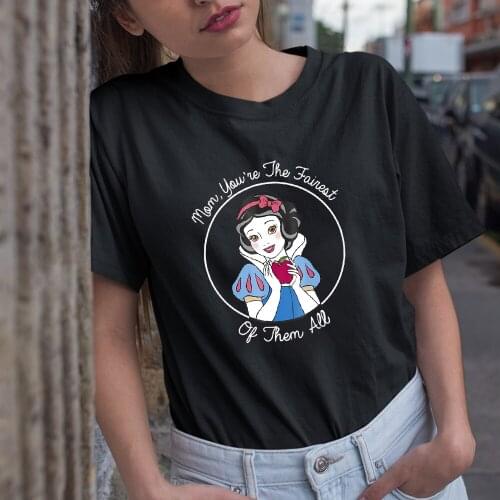 Disney Snow White Cartoon Printing Short Sleeve Women T-shirts Trend Series Summer New Products Color T Shirt Femlal Comfort Top