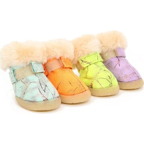 Pet Snow Boots Dog Shoes Winter Non Slip Warm Fur Breathable Soft Leisure Cat Dogs Sneakers Comfortable Outdoor Walk Dogs Shoes