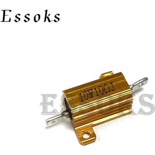 1PCS RX24 10W Aluminum Power Metal Shell Case Wirewound Resistor 0.1 ~ 10K 0.5 1 2 3 4 5 6 8 10 20 100 150 200 300 500 1K 5K ohm