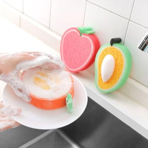 1PC Fruit Styling Dishwashing Sponge Brush Home Kitchen Cleaning Cloth Tools Pot Pan Scrubber Easy Decontamination Scouring Pad