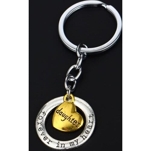 12PC/Lot Forever In My Heart Charms Keyring Love Family Daughter Keychain Gifts For Women Girls Key Chain Key Ring Jewelry