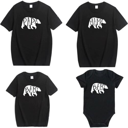Family Matching Clothes Mother Daughter Matching Father Baby T Shirt Romper Summer 2019 Cartoon Bear Papa Mama Baby Kids Outfits