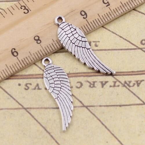 25pcs Charms Angel Wings 31x9mm Tibetan Pendants Crafts Making Findings Handmade Antique Jewelry DIY For Necklace
