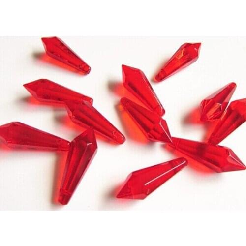 30pcs/lot,38mm crystal red U-drop prism icicle parts free shipping