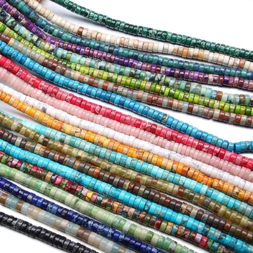 Natural Stone Beads Disc Shape Multi-color Turquoises Crystal Bead for Tribal Jewelry Making Bosnian Necklace Bracelet Crafts