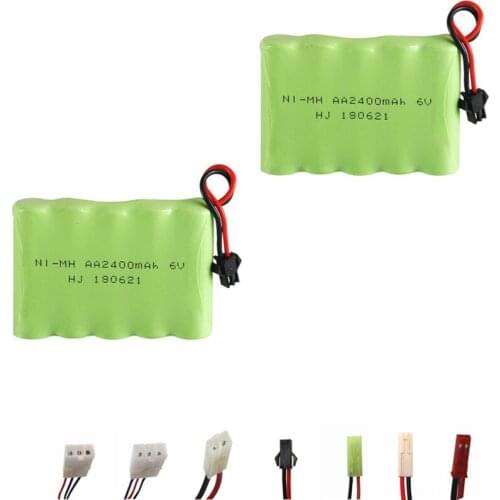 6v 2400mah NiMH Battery For Rc toys Boats Guns Cars Tanks Robots Truck Ni-MH AA 6v Rechargeable Battery Pack 2Pcs For rc boats