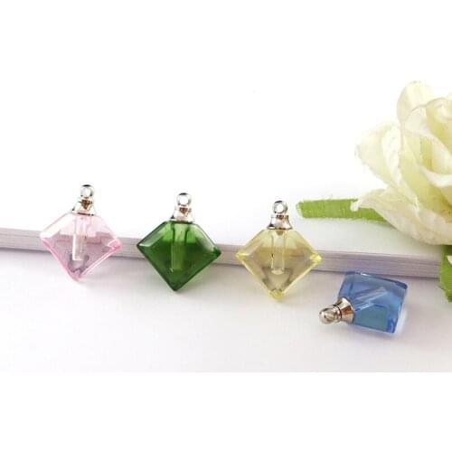 8PCS Crystal Vial Pendant miniature empty wishing bottles SCREW top perfume oil bottle name on Rice art