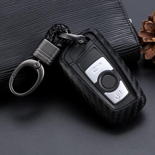 Carbon Fiber Silica gel Auto Key Cover Shell Case For Bmw New 1 3 4 5 6 7 Series F10 F20 F30 Smart 3 Buttons Accessories