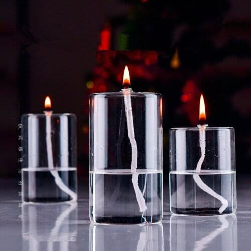Free Shipping 3pcs/set Cylinder Shaped Transparent Glass Oil Lamp Wedding Decoration Handcraft Candle Holder Friend Gift
