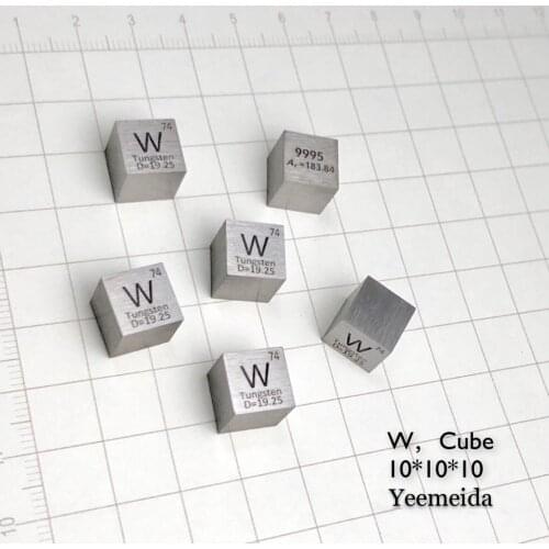 Free shipping 5pcs & 10pcs 99.95% purity W carved element periodic table 10mm cube with 19.25g Tungsten ingot / pellet / block