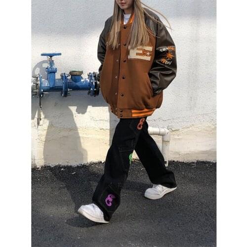 Stitching baseball uniform men and women spring and autumn 2021 new American loose jean jacket denim coat