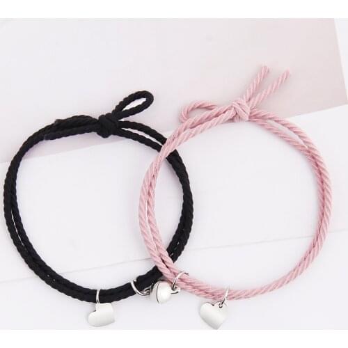 Simple Magnetic Heart Charm Couple Bracelets For Women Men Best Friend Trendy Elegant Heart Charm Bracelet Fashion Jewelry Gifts