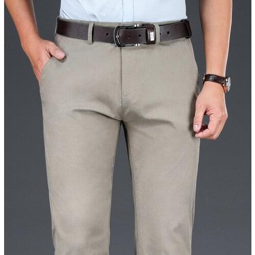 High Quality Linen Stretch Thin Suit Trousers MenS Business High Waist Loose Straight Casual Pants 2021 Spring And Summer New