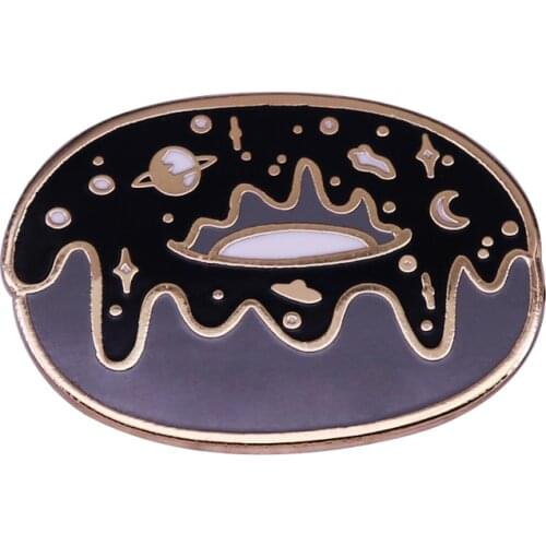 Dark Matter Doughnut Lapel Pin Space Galaxy Theme Dessert Fun Mashup Badge