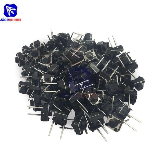 Diymore 100PCS/Lot 2Pin Panel PCB Momentary Tactile Tact Push Button Switch 6x6x4.3mm / 6x6x5mm Push Button Switch 2 Terminals