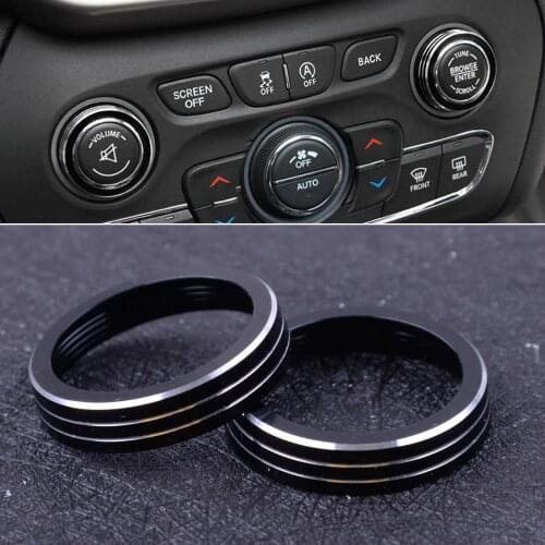 DWCX 2pcs Inner Dash Console Volume CD Switch Knob Ring Trim Circle Cover Fit For Jeep Grand Cherokee 2014-2016 2017 2018 2019