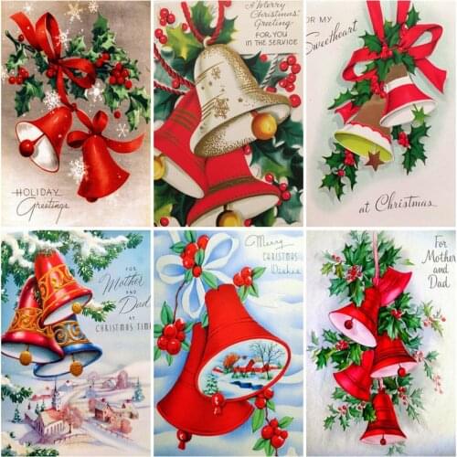 EverShine 5D Diamond Mosaic Full Square Christmas Bell Rhinestones Art Diamond Painting Landscape Cross Stitch Bead Embroidery