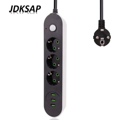 EU Standard 3 USB socket 3 Outlet power panel USB Power Board Socket EU Plug 5M / 2M / 1.4M Extension Power Cord Power Adapter