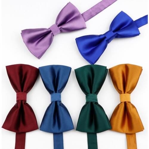 Men‘s Polyester Bowtie Fashion New Solid Color Butterfly Bowknot High Quality Wedding Party Business Adjustable Bow Tie Red Blue