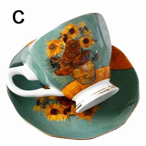 British Style Flower Bone China Coffee Cup and Saucer Set High-end Afternoon Tea Pastoral Style Flower Tea Cup