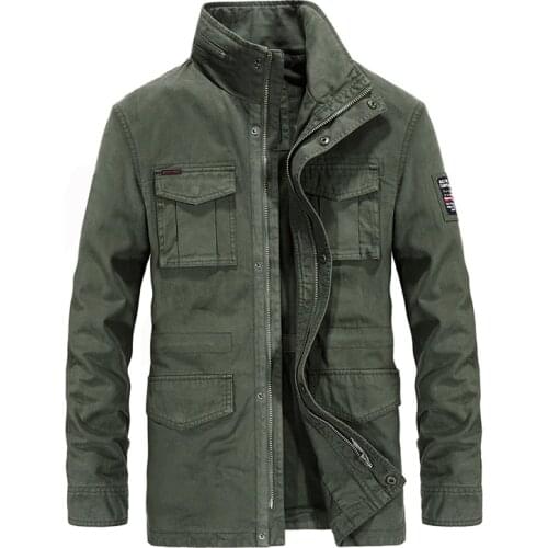 Brand Autumn Jacket Men Military Jackets Coats Men Windbreaker Stand Collar Multi-pockets Zipper Cotton Chaquetas Hombre M-3XL