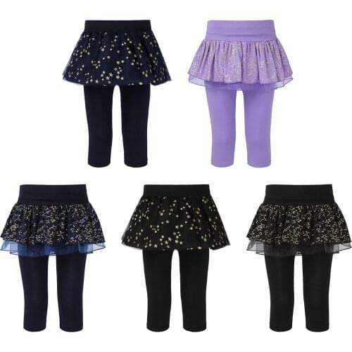 Summer 2021 Cotton Baby Girls Leggings Cute Veil Princess Skirt-pants Children Cropped Leggings For 3-12 Years Kids Clothes