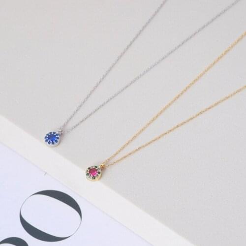 Europe and the United States small fresh design round mosaic spell color mini pendant necklace clavicle chain gift girls