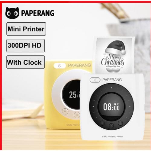 Pocket Printer BT Wireless Thermal Printer Portable Mobile Printer 300dpi for Photo Picture Memo Note Label with Clock Function