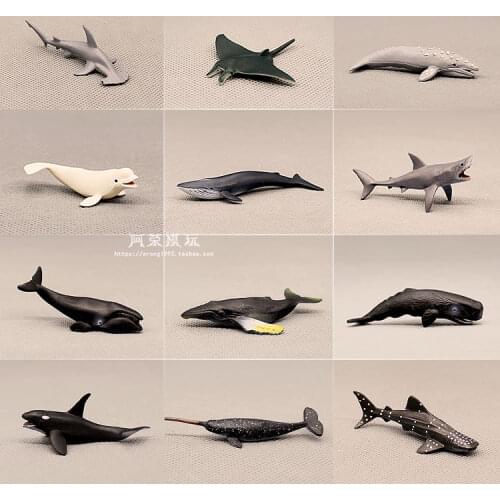 Sea Animal Model Blue Gray Whale Sperm Whale Shark Dolphin Manta Rays Oceans World DIY Epoxy Mini Figurine Action Figures Toys