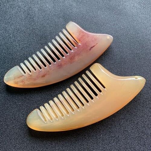 Natural Sheep Gouache Scraper Comb Shape Gua Sha Board Head Meridian Scraping Scalp Blood Circulation Acupuncture Therapy