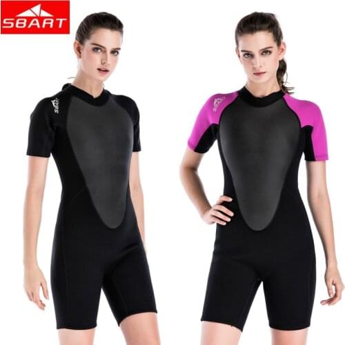 SBART 2MM Neoprene Wetsuits with Padding Womens Swimming Spearfishing Wetsuits One-Piece Short Sleeve Surfing Diving Wetsuits