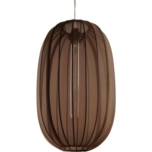 New Chinese coffee colored fabric lantern pendant lights living room study dining room hotel Japanese residence hanging lamps