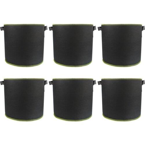 Plant Grow Bags Gallon Handles Environmental Protection Black Color 6pcs Felt Material Repeated Use Planting Growing Pots