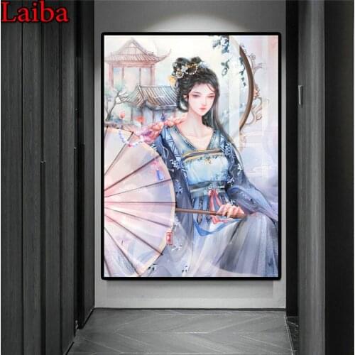 Full Square Diamond 5D DIY Diamond Painting Classical beauty with umbrella Embroidery Cross Stitch Mosaic Painting newest Decor