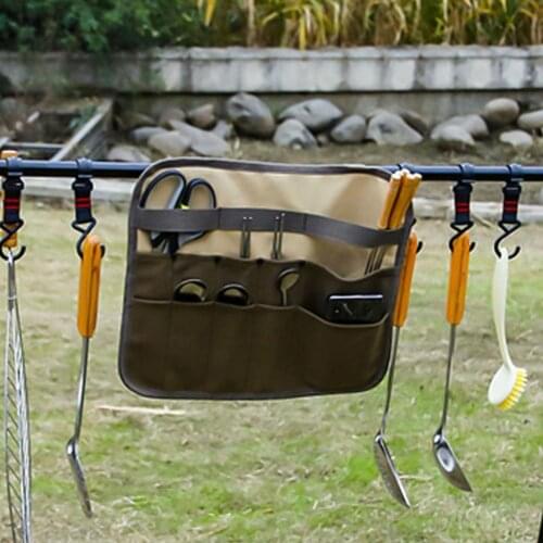 Portable Picnic Tableware Storage Bag Rectangle Outdoor Camping Cookware Folding Hanging Holder Bags Fork Spoon Bag Tool Kit
